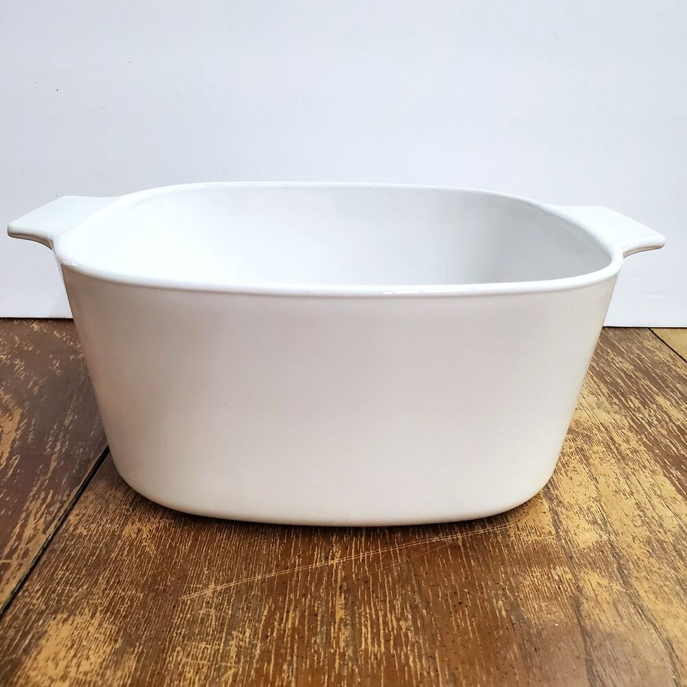 Corning Ware A-3-B White 3L Casserole Dish Vintage Pyroceram Square Bakeware USA